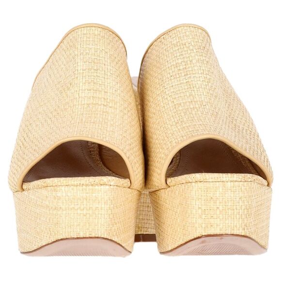 Porte & Paire Weaved Platform Mule Sandals in Yellow Vegetable Fiber - Picture 3 of 6